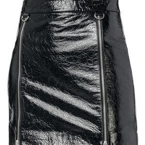 Michelle Mason Crinkled Leather Mini Skirt Sz 0
